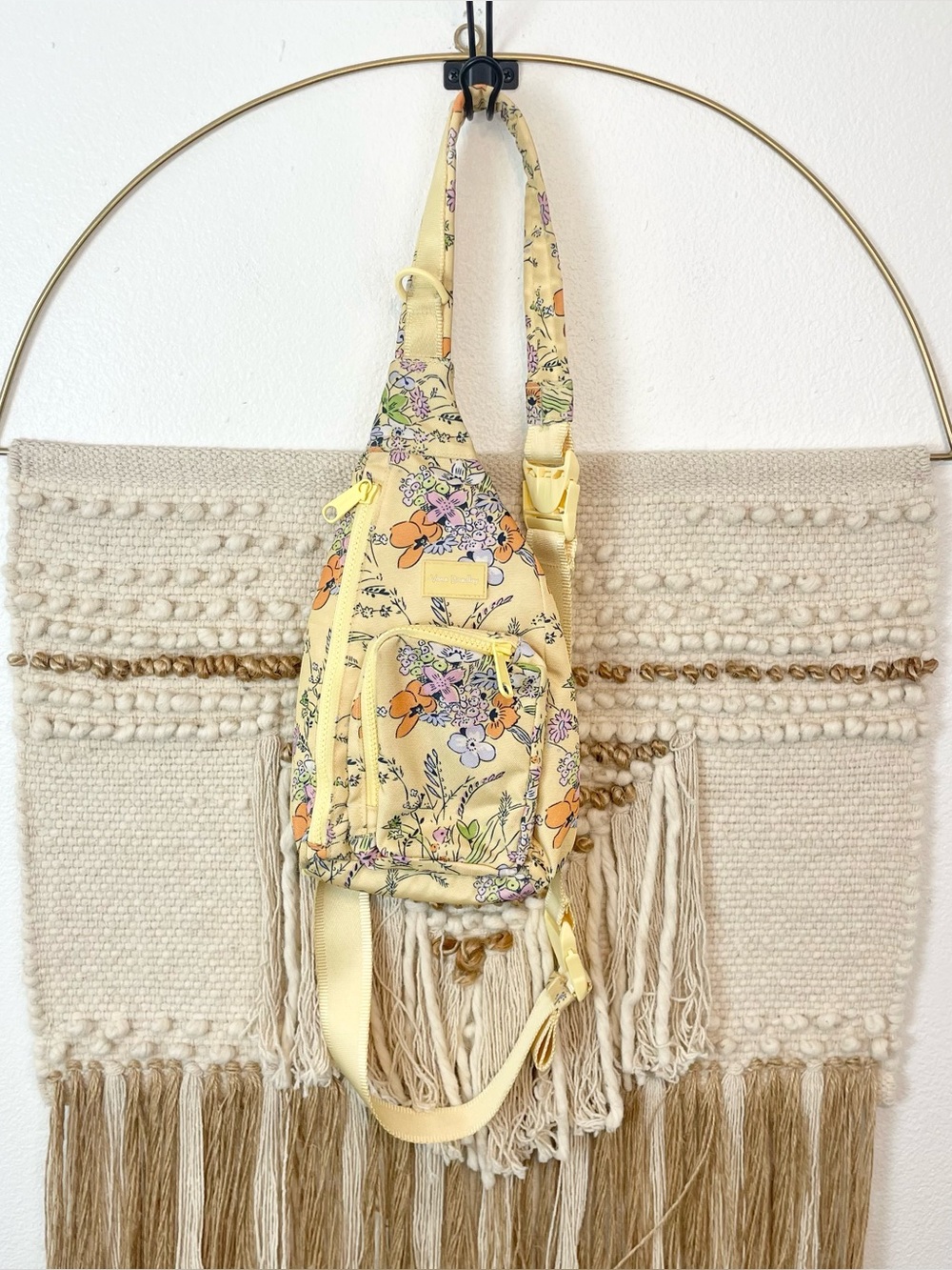 Vera Bradley Floral Yellow Sling Bag Lightweight Crossbody for Women